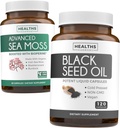 Black Seed & Sea Moss (1-Month Supply) Nutrizione Natura Bundle di Black Seed Oil 120 Softgel Capsule (Non-GMO & Vegan) Cold-Pressed Nigella Sativa & Irish Sea Moss Capsule (Non-GMO & Organic)