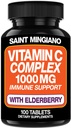 Vitamina C 1000mg con supplemento di sambuco - Doppia Dosaggio Standard con 14 ingredienti specificamente formulati - 100 capsule / 3 mesi di fornitura
