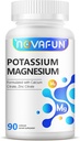 Supplemento di magnesio di potassio con zinco di calcio 1185mg, formula ad alta potenza per grumi di gambe, Bone & salute del muscolo, non OGM, senza glutine, Vegan, 90 capsule