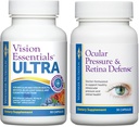 Premium Eye Health Bundle include Vision Essentials ULTRA per la salute maculare e retina, Strain occhi, Pressione Oculare, Occhi Secchi e Pressione Oculare & Difesa Retina per Addizionale sano intraoculare