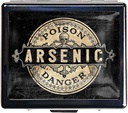 7 giorni Chromed Shiny Silver Pill Organizer con Specchio Inside Ha 8 scomparti separati Rectangle 7 giorni Pill Box Pill Case (Arsenic Vintage Style Poison Label)