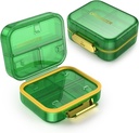 7 scomparti scatola di viaggio della pedana, l'organizzatore della moisture Proof Mini caso della pedana, piccola scatola di pedana per borsa da tasca, scatola di vitamina della medicina portatile quotidiana, scatola di olio di pesce, scatola di supplemento (verde)