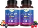 Nested Naturals Luna Kids Sleep Aid Tablets per bambini 4+ - Ingredienti naturalmente Sourced - Gentle, Integratore di erbe con camomilla, melatonina, Valerian & Lemon Balm - 120 compresse masticabili