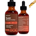 Super funghi 8-in1 - 2 fl oz estratto liquido - Booster del cervello & gocce di supporto immunitario - Reishi, Lion`s Mane, Cordyceps, Chaga, Mitake, Tails della Turchia, Shiitake, Agaricus - Alta potenza - fornitura di 45 giorni
