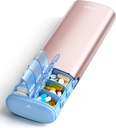 Vaydeer 7 giorno organizzatore settimanale di pillole 2 volte al giorno, metallo Am Pm Travel Pill Case, grande capacità Twice Daily Cute Pill Box per integratori, pillole, vitamine e farmaci (Rose Gold)