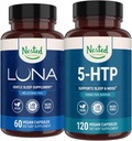 Nested Naturals Luna Melatonin-Free Sleep Supplement (60 capsule vegane) & 5-HTP 100mg (120 capsule vegane) per il sonno migliorato, Relax & Mood