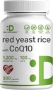 Supplemento al lievito rosso 1,200mg Per servire con CoQ10, 300 capsule – Supporto antiossidante – Pure Monascus Purpureus Powder Source – Citrinin Free, Non-OGM