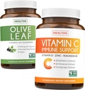Salva $4 (12% di sconto) - Bundle Immune di erbe - Estratto di foglie di oliva (non OGM) Super resistenza: 20% Oleuropein 750mg tappi e supporto immunitario - Vitamina C con zinco, vitamina D, Elderberry & Echinacea (non OGM)