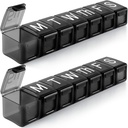 2 Pack Extra Large Weekly Pill Organizer, BPA Free Pill Box 7 giorno con XL Compartment per gli oli di pesce, Travel Friendly Medicine Organizer Pill Case per le vitamine, gli ingredienti