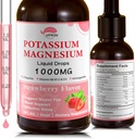 Supplemento di citrato di magnesio di potassio, gocce liquide di magnesio con glicinato di magnesio 1000mg con Ashwagandha,Zinc, Supporto Clam & Support Immune System(Strawberry,2 FL.OZ.)
