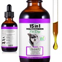 15 in 1 Cane Multivitamina Gocce per Cani - Vitamine e Integratori Cani Naturali Multivitaminici e Minerali - Glucosamina, MSM per Pelle & Cappotto, Salute del Cuore, Bones, Giunto, Supporto del sistema immunitario