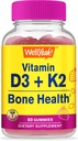 WellYes Vitamin D3 + K2 Gummies - Vitamina D3 1000 IU, K2 100 MCG - Supporto per la salute di ossa e del muscolo, aromi naturali, senza OGM, senza glutine, Vegan - K2 D3 Integratore di vitamina- 60 Gummies