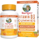 MaryRuth Organics Vitamin D3 Gummies | 2 mesi di alimentazione | Adults & Kids Vitamin D Gummy | Integratore di supporto immunitario | VIT D3 1000IU per la funzione Bone Health&Muscle | Vegan | Non-GMO | Gluten Free | 60