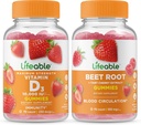 Vitamina D 10000 IU + Radice di barbabietola, Gummies Bundle - Grande degustazione, Supplemento di vitamina, Senza glutine, GMO gratis, Gomma masticabile
