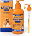 Wild Alaskan Salmon olio per cani e gatti, Fish Oil Omega 3 Integratori con EPA & DHA per pelle e cappotto, Immune, cervello, Joint and Heart Health, Dog & Cat Fish Oil Integratori con Pompa- 8 oz