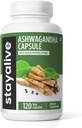 Ashwagandha STAY ALIVE con pepe nero, 10:1 estratto, 120 pillole, 100% polvere di radice pura, capsule di resistenza extra, non OGM & Gluten gratis Ashwagandha integratori per le donne e gli uomini