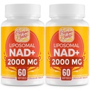 2000 MG NAD Supplemento, Liposomal NAD+ con alto assorbimento, più efficiente di Nicotinamide Riboside, Pure & Plus Boosting Supplement, Aging Defense, Metabolism & Cellular, 120 softgels