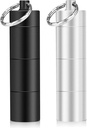 Opret 2 Pack Portachiavi Portachiavi Portachiavi Portachiavi Portachiavi, 3 scomparti Cassa Piccolo Pillola in Metallo, Scatola Portatile impermeabile per Pillole, Contenitore per Purse, Nero opaco & Argento