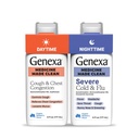 Genexa Daytime Cough & Congestion + Nighttime Severe Cold & Flu Combo Pack, Dye Free, 0% Additivi artificiali, Liquid Multi-Symptom Cough, Cold, & Flu, Organic Blueberry Flavor, 12 fl oz (2 Pack)