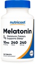 Nutricost Melatonin 10mg, 240 compresse - 10mg per porzione, Non OGM, Senza glutine