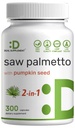 Sega Palmetto Supplemento con semi di zucca, 300 capsule | Promuove la salute della prostata | Blocker DHT | Vitamine di crescita dei capelli, mantenere la frequenza urinaria normale