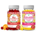 Lunakai Vitamina B12 e Collagen Gummies Bundle - 3000 mcg Methylcobalamin High Absorption Energy Gummies - Non OGM Anti Aging Supplements for Men & Women - 30 giorni di alimentazione