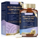 18-in-1 Collagen Pro con acido ialuronico, cheratina, biotina, VIT A C & E per pelle, capelli, unghie, Joint & Beauty - Multi Collagen Peptides capsule con tipo I II III V & X per donne & uomini - 120 caps