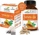 Papaya Leaf Extract Capsule and Papaya Leaf Tea Bundle - Sostenere completamente la salute immunitaria e il benessere digestivo