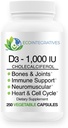 Vitamina D3-1000 IU 25 mcg (Cholecalciferol) Supporto anallergico per muscoli, ossa e denti, seno, prostata, cardiovascolare, Colon & Immune Salute (250 capsule vegetali)