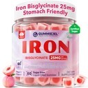 Integratore di ferro vegano per le donne 25mg, Gummie di ferro senza zucchero con vitamina C, Methy B12, Folate per il potenziamento dell'energia, Deficienza di ferro, No After Taste, Peach Flavor - 60 Conte (Pack of 2)