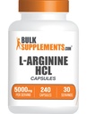 BulkSupplements.com L-Arginina HCl Capsule - Nitric Oxide Supplement, Arginina Supplemento - Gluten Free, 8 Capsule per Serving (5000mg), 240 Conteggio (Pack of 1)