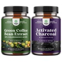Bundle di Estratto di chicco di caffè verde puro per la salute del cuore antiossidante Focus mentale e riduzione delle dimensioni e Cleanse e Detox capsule di carbone attivate per Bloating Relief e Body Detox Cleanse