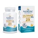 Nordic Naturals Ultimate Omega 2X con vitamina D3, Limone Flavor - 60 Gel Morbidi - 2150 mg Omega-3 + 1000 IU D3 - EPA & DHA - Cervello, Cuore e Salute Immune - 30 Serve