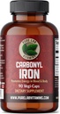 Pure Lab Vitamins Carbonyl Iron - 90 Vegan Caps Formulazione unica di ferro metallico con VIT C, Biodisponibilità Superior - Non-Constipating, Supporti Red Blood Cell Formazione Made in Canada