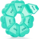 Grande organizzatore di pillole settimanali, scatola di pillole 7 giorno, KAPENS Daily Vitamin Case Large Capacity Compartments, contenitori di pillole per i supplementi di medicina dell'olio di pesce, verde