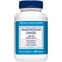 La vitamina Shoppe Magnesium Oxide 400mg – Formula minerale giornaliera essenziale per sostenere la produzione di energia, il rilassamento del muscolo, la salute del chiodo e promuovere la regolarità digestiva (200 capsule)