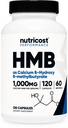Nutricost HMB (Beta-Hydroxy Beta-Methylbutyrate) 1000mg (120 capsule) - 500mg Per Capsule, 60 Serve - Gluten Free e Non-OGM