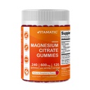 Vitamatic Magnesio Citrato Gummies 600mg per Serving - 240 Vegan Gummies - Natural Raspberry Flavor - Alto assorbimento Magnesio Supplemento - Supporta Nerve, Bone e Muscolo Salute