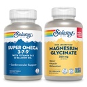 SOLARAY Super Omega 3, 7, 9 e Magnesio Glycinate Bundle - acidi grassi essenziali e Magnesio dilatato Gisglycinate per cuore sano, ossa e supporto di rilassamento - 120 Softgels, 275 VegCaps