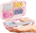 Organizzatore di pillole di viaggio - Airtight caso di medicina per viaggiare scatola di farmacia portatile con etichette contenitore di vitamina 8 scompartimento supplemento titolare di farmaci grande capacità quotidiana (Pink)