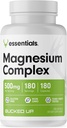 Magnesio Supplemento 500mg capsule | Magnesio Complesso con Glycinate, Citrate e Oxide | 3 forme attive di magnesio | Facile su Stomach | Made in USA | Bucked Up Essentials (180 Servings)