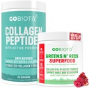 GOBIOTIX Super Greens & Collagen Bundle - Vitality Boost con Spirulina Organica & Hair-Skin-Nails Support - 30 Serve Ogni