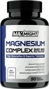 Magnesio Complesso, 210 mg Magnesio Elementale, Glicinato, Citrato & Malato, Non OGM, Assorbimento Max, Muscolo, Mood, Energia, 90 capsule vegane