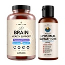 AMANDEAN Premium Brain Health Supplement & Liposomal Glutathione Bundle. Formula tripla con Magnesio L-Threonate, USA-Grown Organic Lion’s Mane 6:1 Extract, e Alpha-GPC.