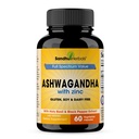 SANDHUHERBALS Sandhu Herbals Ashwagandha Supplemento | 60 Organic 4 in 1 capsule, 1 mese di fornitura | con zinco, pepe nero e estratto di basilico santo | Supporta la salute immunitaria | Non OGM