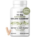 15 giorni pulizia del colon avanzata, probiotici & erbe naturali, Supporta Detox & Gut Flora per le donne e gli uomini, con Cascara Sagrada, Psyllium Husk & Senna Leaf, 30 capsule 1-2 giornalieri | 15 giorni pulizia