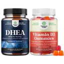 Bundle di DHEA Supplemento per l'equilibrio dell'ormone, stabilità del mood, funzione del cervello - Dehydroepiandrosterone e Vitamina D3 Gummies per il benessere quotidiano con 2000IU per porzione di muscolo e supporto immunitario