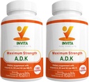 INVITA ADK - Vitamine A1, Vitamina D3 5000 IU & K2 MK7 Supplemento - Physician Formulated Bone & Immune System Support - Gluten Free, Non-GMO - 180 Capsule Vegetariani per Uomini e Donne
