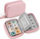 Zannaki Cute Pill Organizer per Purse con due rimovibili 7-Day Pill Box, Travel PU Leather Pill Case, Portable Weekly Pill Container with Storage Bag to Hold Vitamins, Fish Oils, Supplements (Pink)