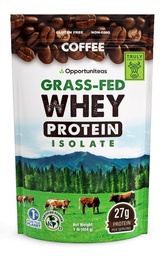 Opportuniteas Coffee Whey Protein Powder - Basso Carb & Keto Friendly - Grass Fed Whey Isolate + Colombian Coffee - 60 mg Caffeina per l'energia - Pre o Post Workout Drink Mix, Latte, Shake & Smoothie 1lb